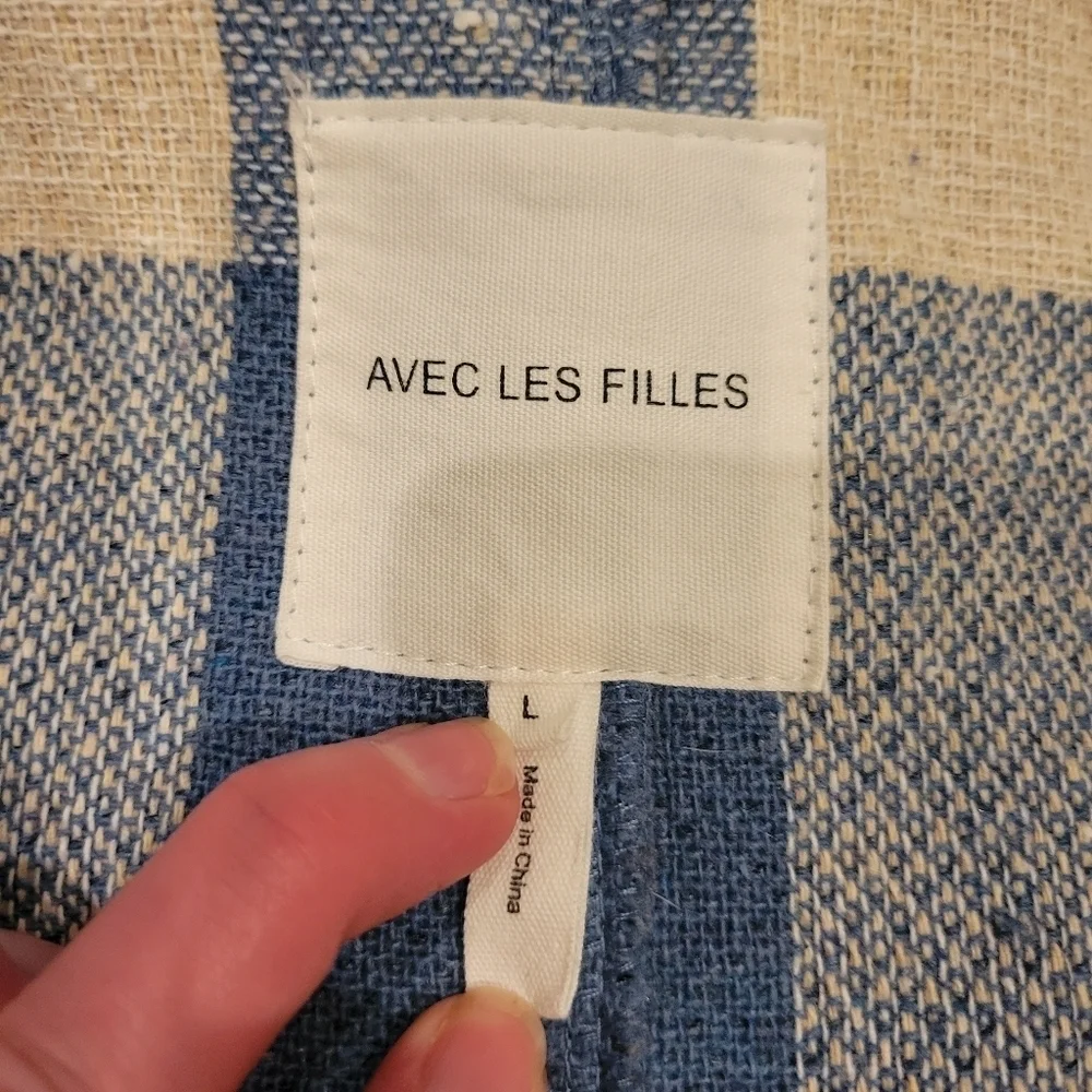 Anthropologie Avec Les Filles Plaid Full Zip Shacket Coat Blue Size L